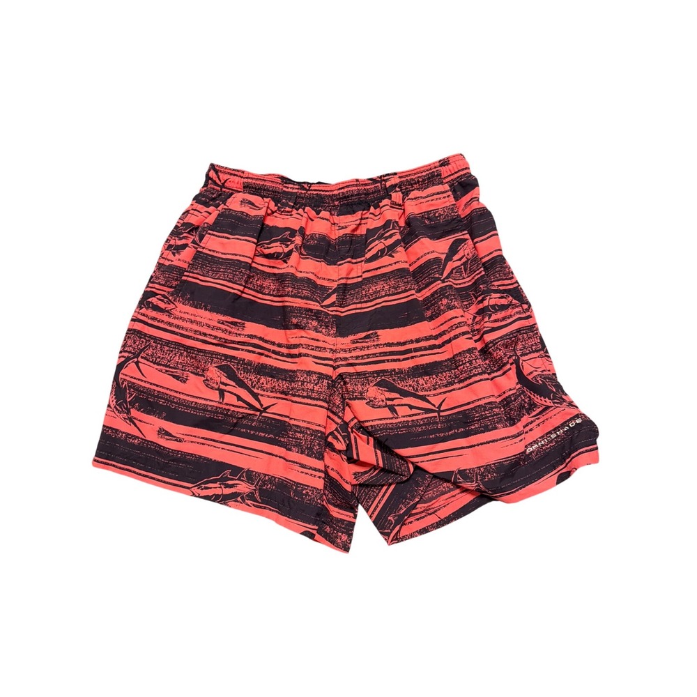 Columbia PFG Mens Red Black Marlin Fish Stripe Fishing Shorts Omni-Shade‎ Medium
